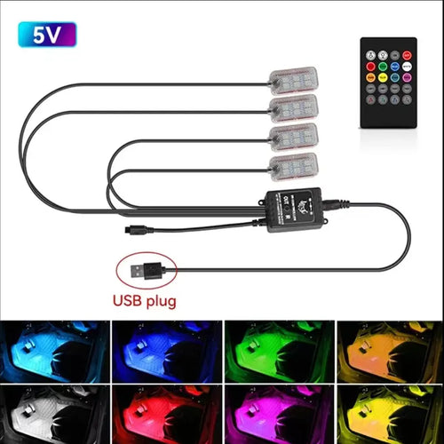 Neon LED Car Interior Ambient Foot Strip Light Kit Car Accessories