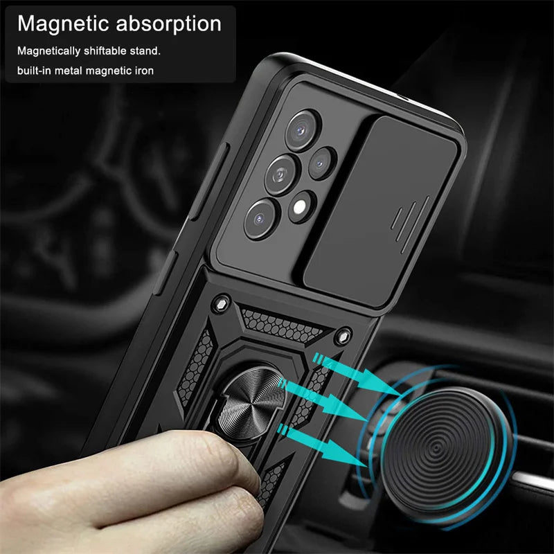 For Samsung A52 Case Magnetic Ring Stand Holder Armor Back Cover For