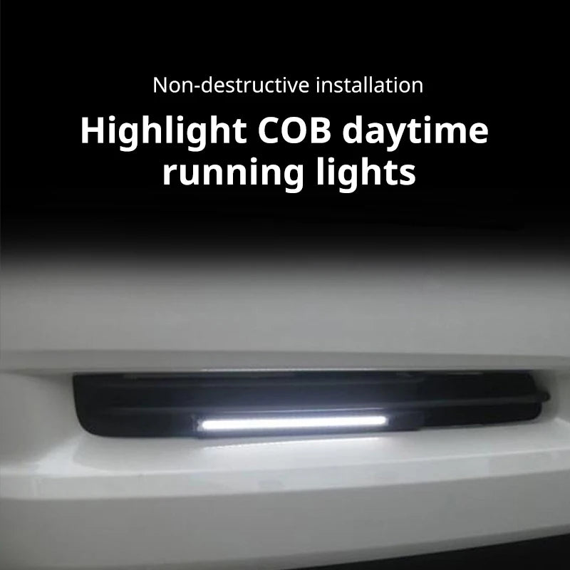 Ultra Thin Bright LED Car COB Daytime Running Lights SuperBright Low