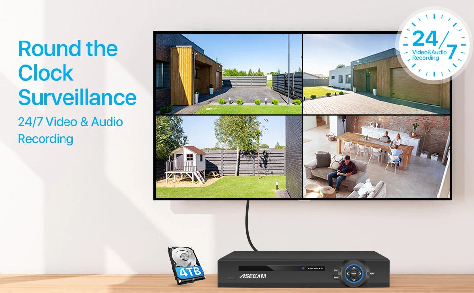 Super 8MP POE NVR Video Recorder Audio IP Camera H.265 CCTV System