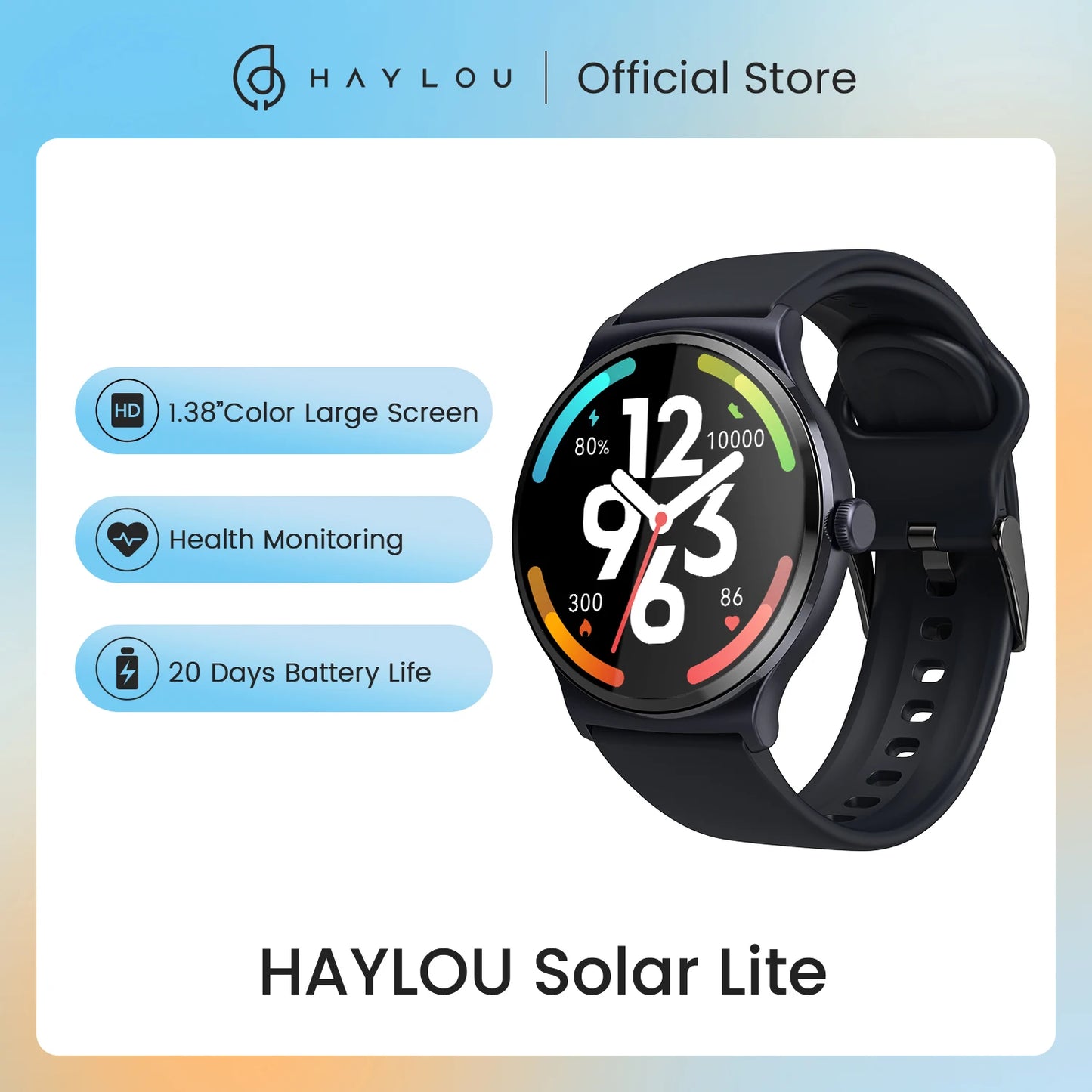 HAYLOU Solar Lite Smart Watch 1.38" Display Bluetooth 5.3 100+ Watch