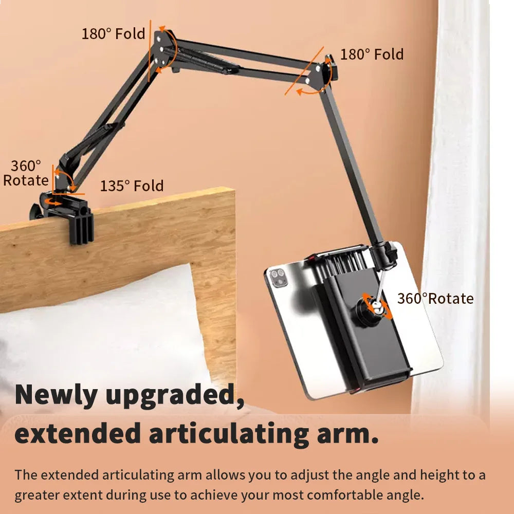 Tablet Holder for Bed with 90cm Metal Arm 360° Rotating Bed Tablet