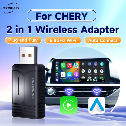 2024 NEW HEYINCAR 2in1 Wireless Carplay Adapter Android Auto Chery