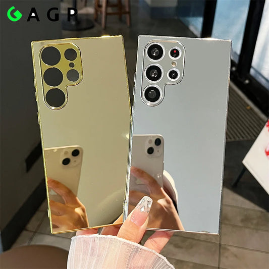 Gold Mirror Case for Samsung Galaxy S23 S22 S21 S24 Ultra Plus S23 S21