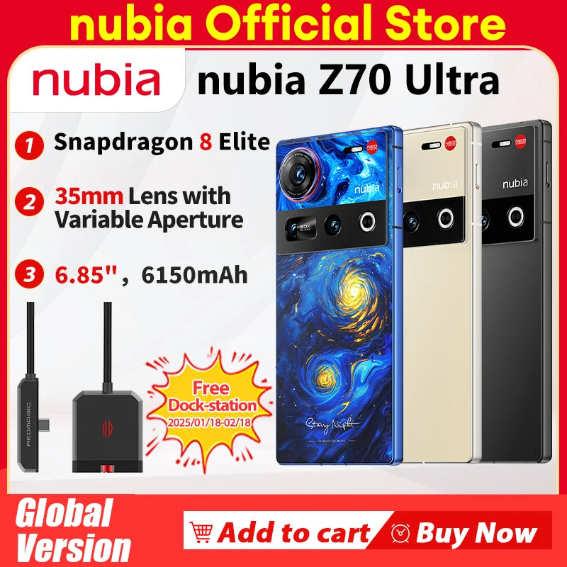 New Original Global Version Nubia Z70 Ultra NX733J Snapdragon 8 Elite