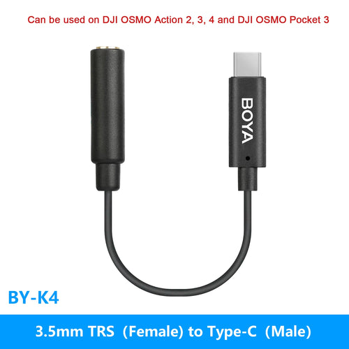 BOYA BY-K1-K9 3.5mm TRS to Lightning/Typec iPhone Android Phone Audio