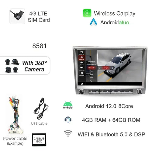 7862 720P Auto Android 13 12G+256G Car Radio GPS Player 4GB Carplay