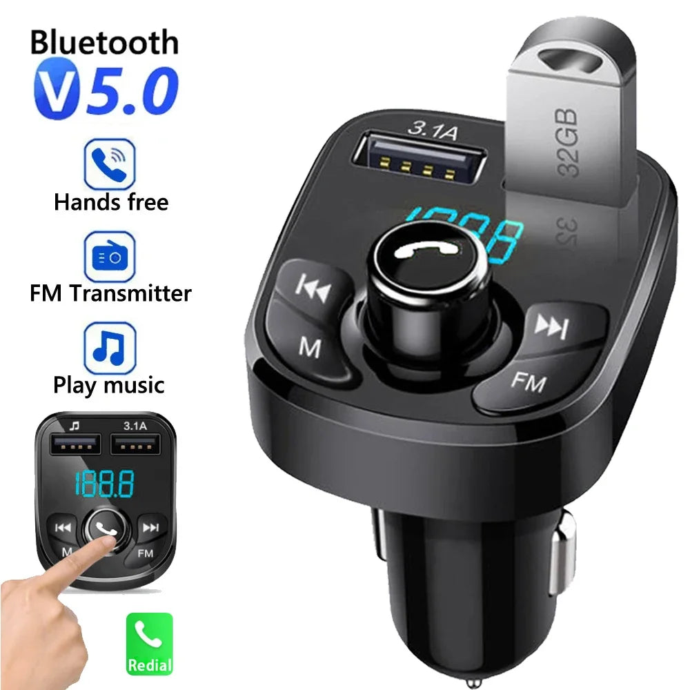 Car Charger FM Transmitter Bluetooth Audio Dual USB Car MP3 Player