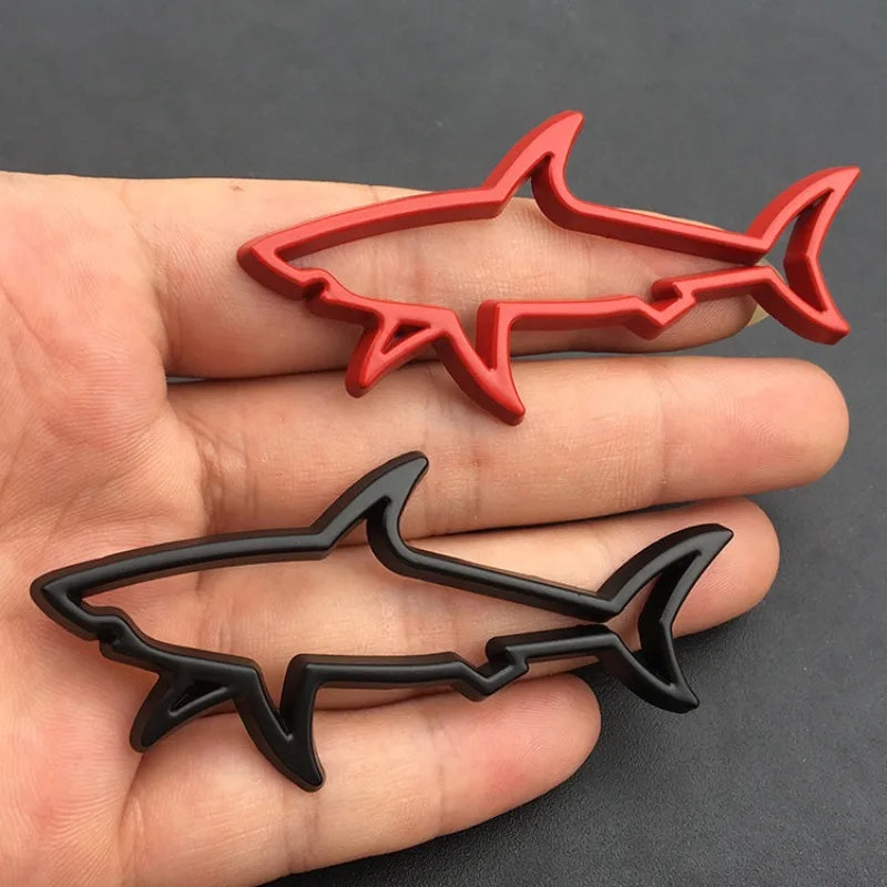 3D Metal Car Styling Sticker Hollow Fish Shark Emblem Badge Decals