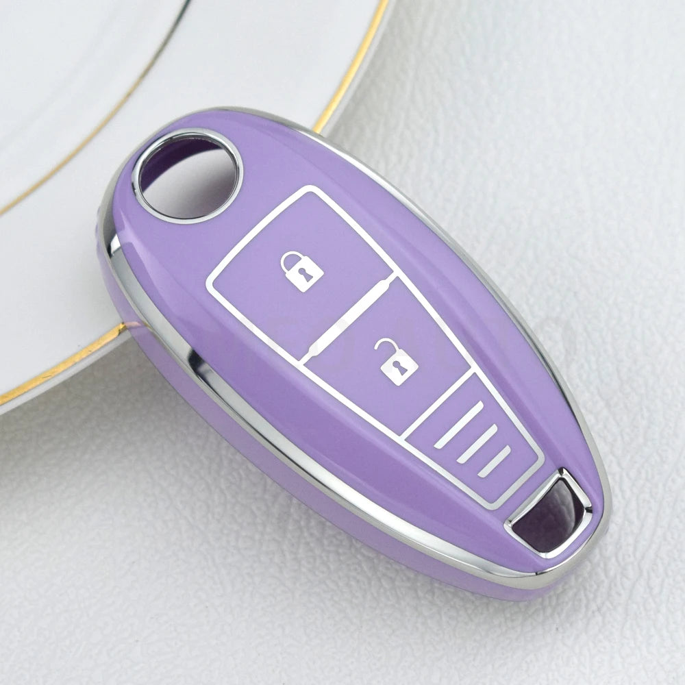 TPU Silver Line Car Smart Key Cover Case Bag Protector For Suzuki