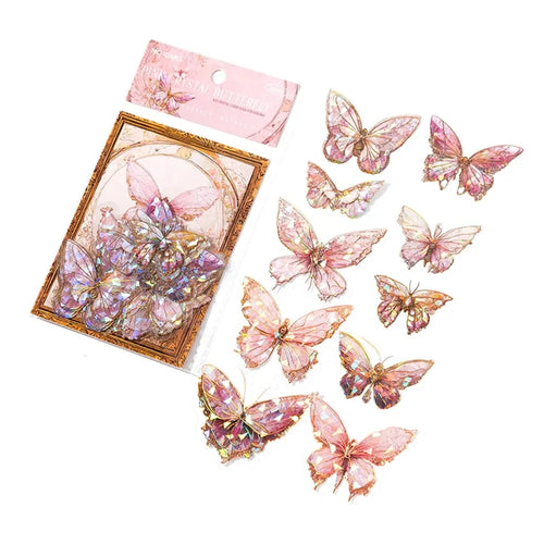 5Style 20pcs/pack INS Butterfly PET Sticker Pack Ice Crystal Laser