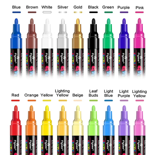 12/18/24Pcs/Set Acrylic Graffiti Pens for Fabric, Canvas, Rock, Glass,