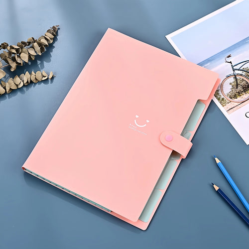New Minimalist Accordion Bag For Cute And Smiling File Storage, With