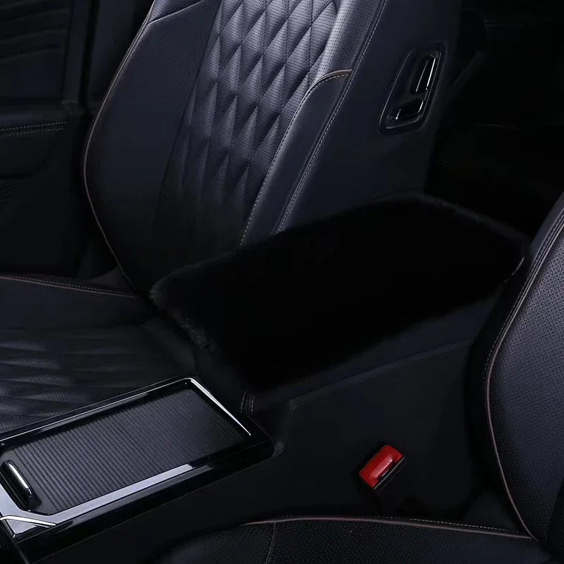 Plush Car Armrest Box Cushion Warm Center Console Arm Cover Pads