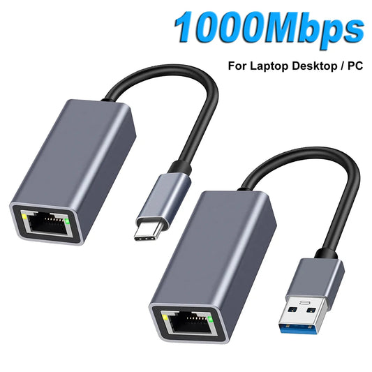USB Type C Ethernet Adapter 1000Mbps USB 3.0 RJ45 Network Card  For