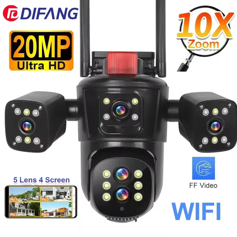 20MP WiFi Network Camera 10K Wireless Outdoor 10X Zoom Four Screen