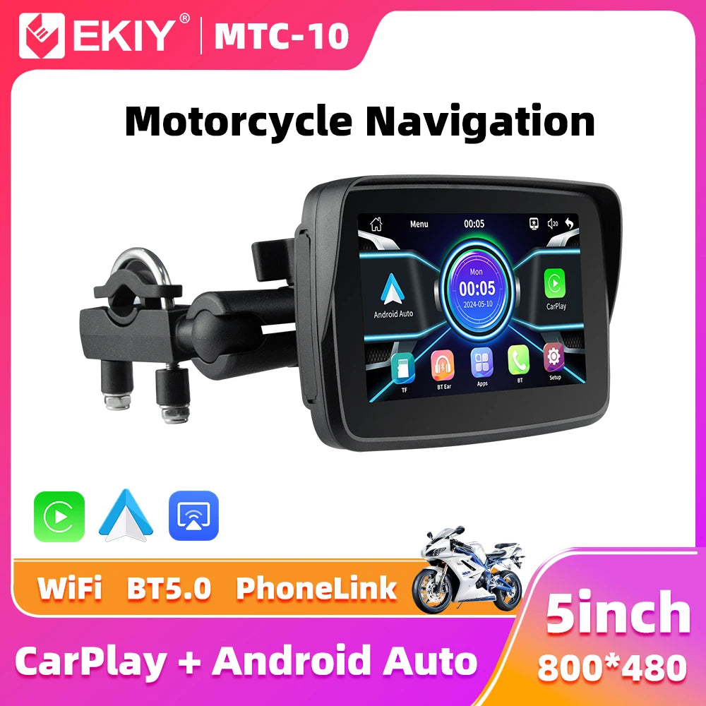 EKIY 5 inch Wireless CarPlay Moto Android Auto Portable Digital