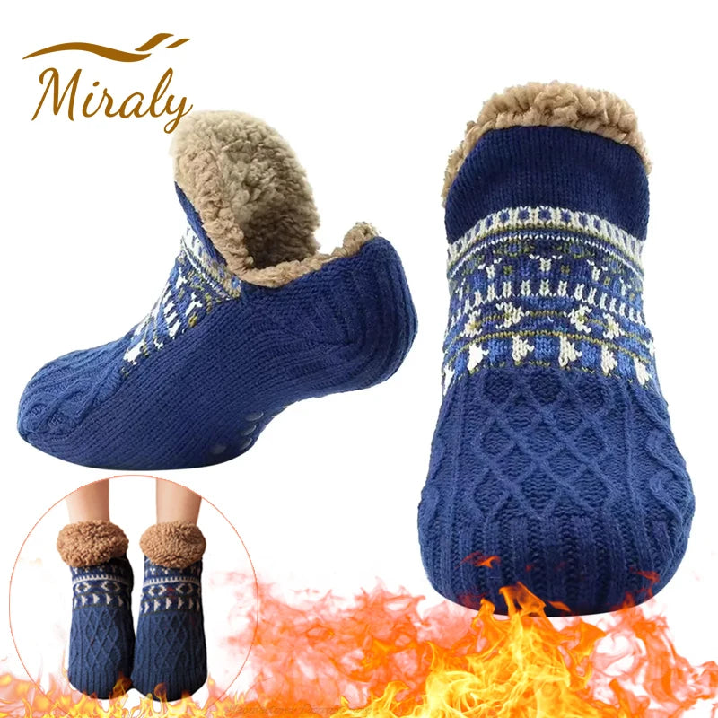 2024 New Winter Warm Floor Socks Home Fleece Slipper Women Men Snow