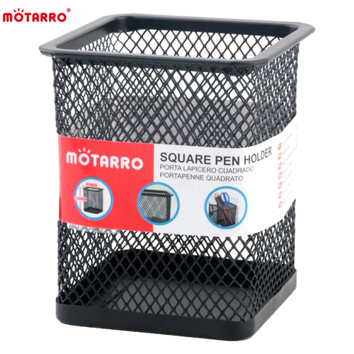 MOTARRO 1Pcs Pencil Holder Office Desk Metal Mesh Square Round Pen Pot