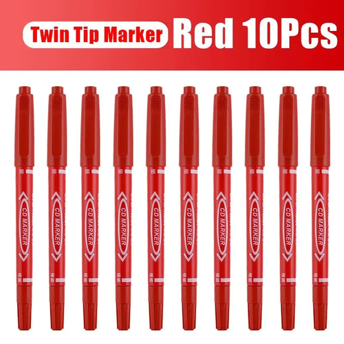 5/10 Pcs Twin Tip Permanent Marker Black/Blue/Red Oil Marker Pen Fine