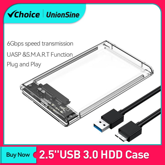 UnionSine MicroB USB3.0 2.5inch External Storage HDD Case SATA 5Gbps
