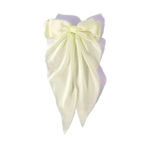 Women Elegant Bow Ribbon Hair Clip Fashion Solid Satin Spring Clip