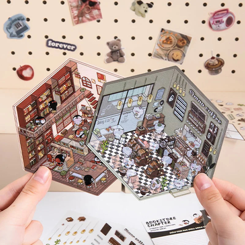 Cartoon 3D Landscaping Stickers Miniature Scene Kawaii Stickers DIY