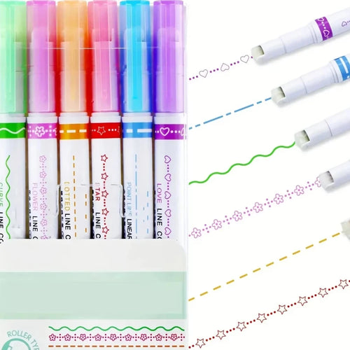 Lace outline pen, curved line pen, fluorescent highlighter, roller