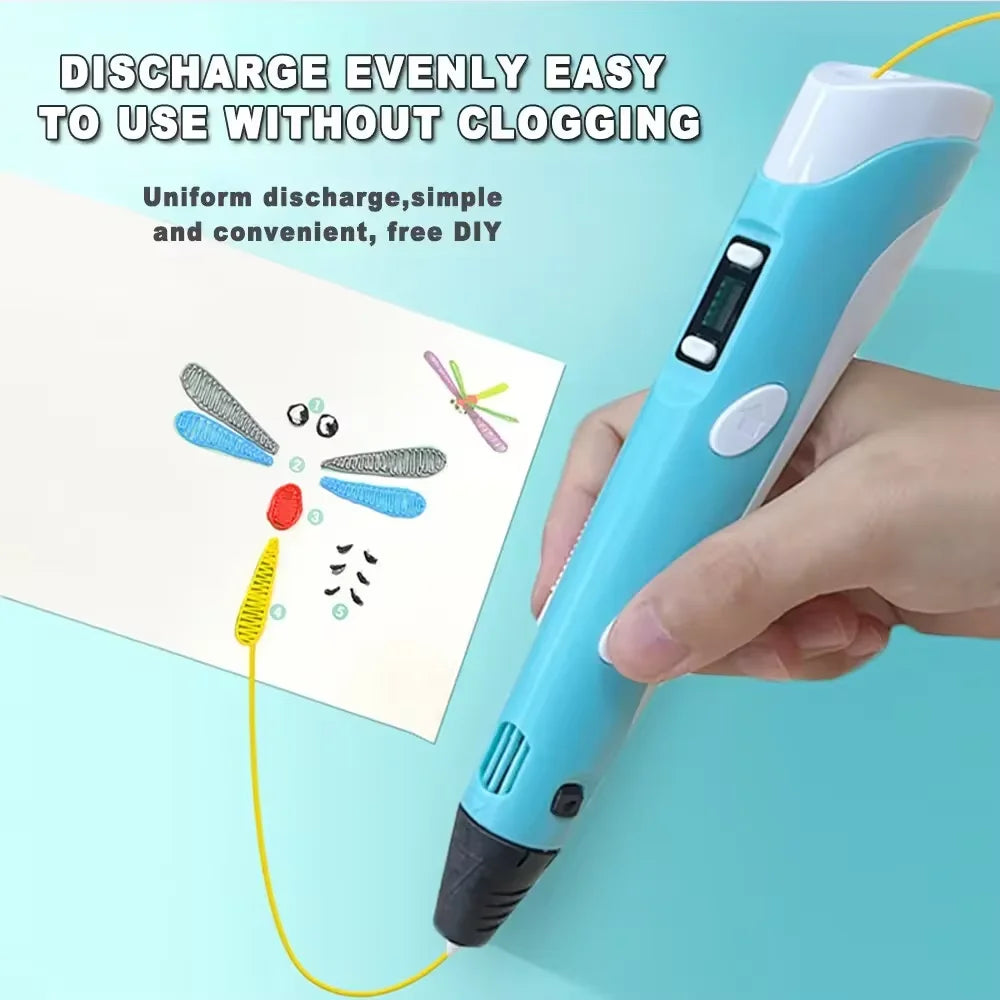 Electronic 3D Printing Pen with 9M PLA Consumables High-Temperature 3D