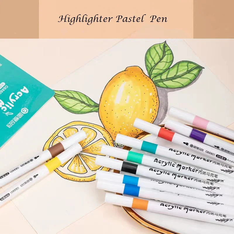 12/24/48/48pcs/set Colorful Highlighter Pastel Pen Art Marker Painting