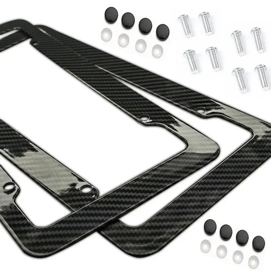NEW Universal 30*15CM 1/2pcs License Plate Frame Carbon pattern