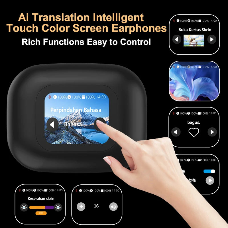 Ai Translation Touch Color Screen Ear-Hanging Earphones Bluetooth