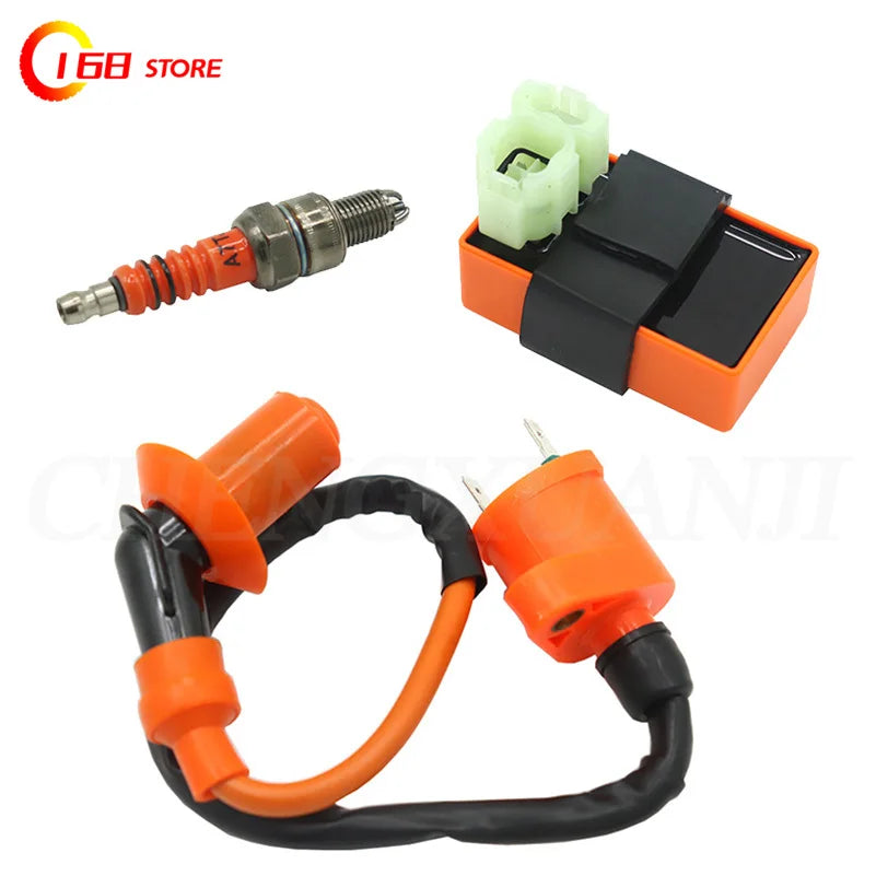Motorcycle Performance Ignition Coil Racing AC CDI Spark Plug for GY6