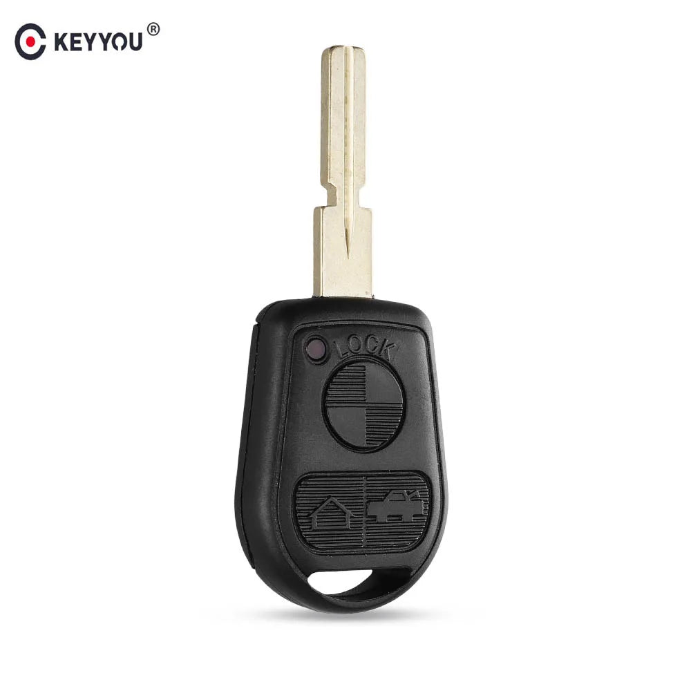 KEYYOU 3 Button Uncut Blade Car Key Replacement Remote Key Case Shell