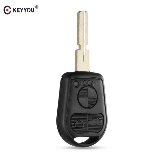 KEYYOU 3 Button Uncut Blade Car Key Replacement Remote Key Case Shell