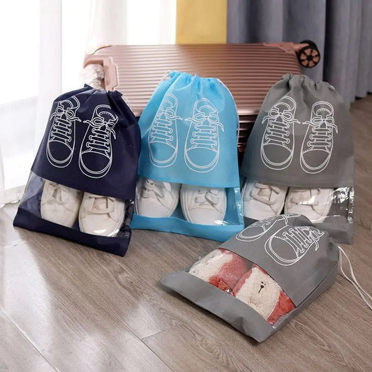 5pcs/set Shoe Storage Bag With Thickened Non-woven Fabric Strap Mouth