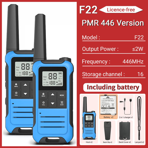 2pcs Baofeng F22 Mini Walkie Talkie PMR FRS Long Range Rechargable