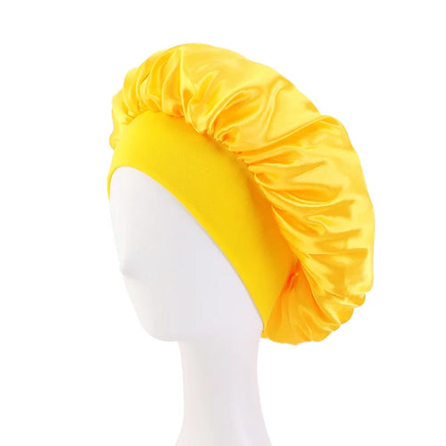 New Women's Satin Solid Wide-brimmed Sleeping Hat Unisex Head Wrap