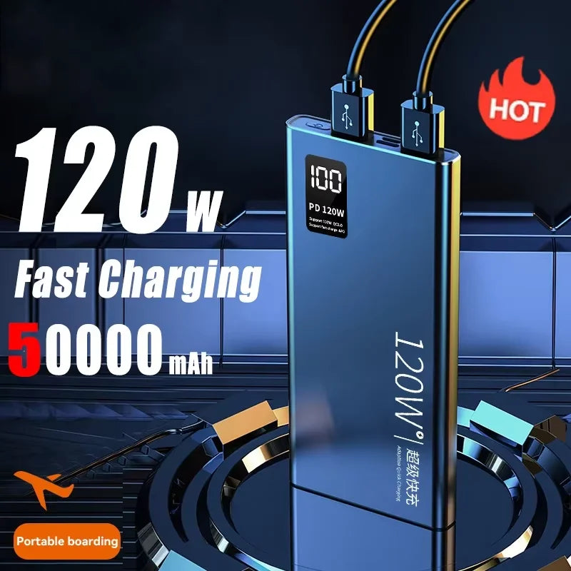 Portable Original Mobile 50000mAh Power Bank 120W Two-Way Fast