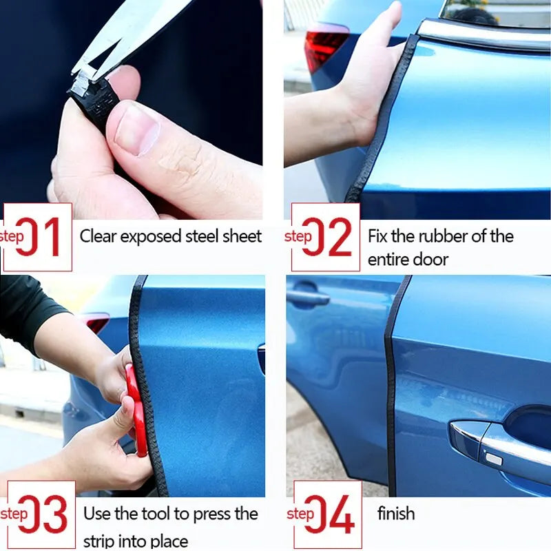 5m Car Door Bumper U Shaped Decorative Strip Anti Scratch Anti Scratch