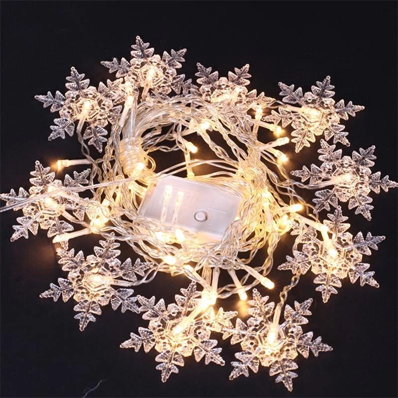 Christmas Snowflakes LED String Lights Flashing Fairy Curtain Lights