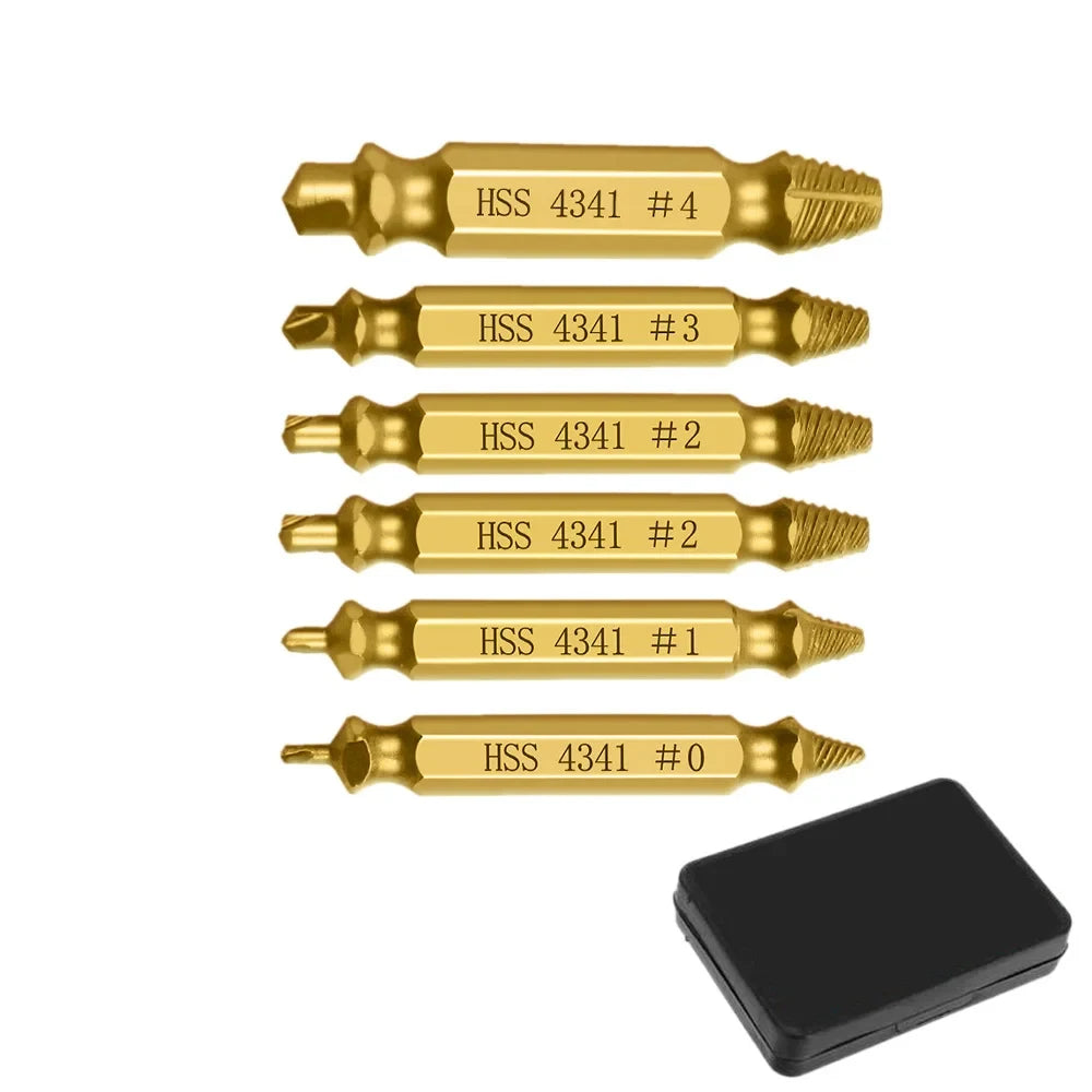 Damaged Screw Extractor Broken Bolt Stripped Set Double Head Tool Easy