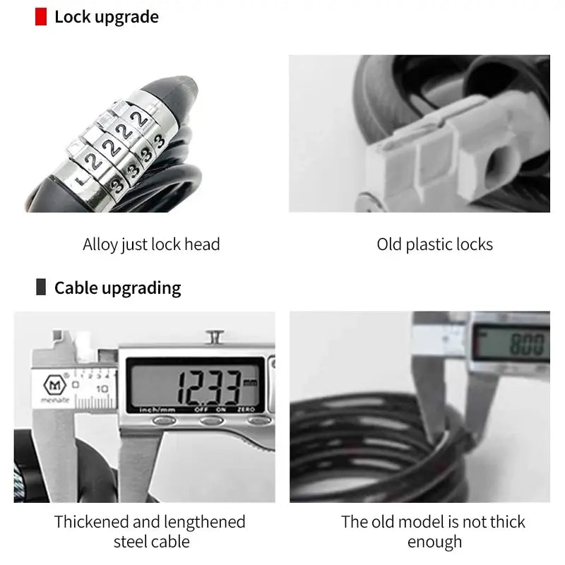 Bicycle Combination Lock, Wire Lock, Mountain Bike Four-digit