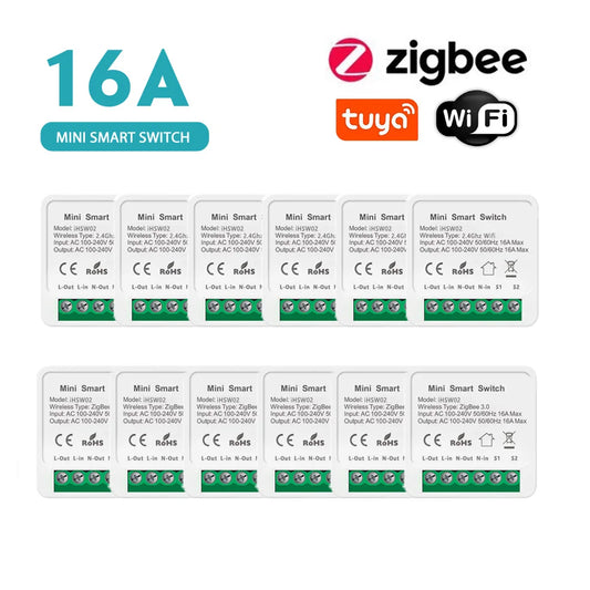 16A Tuya Wifi /Zigbee 3.0 Mini Smart DIY Switch 2 Way Control Smart