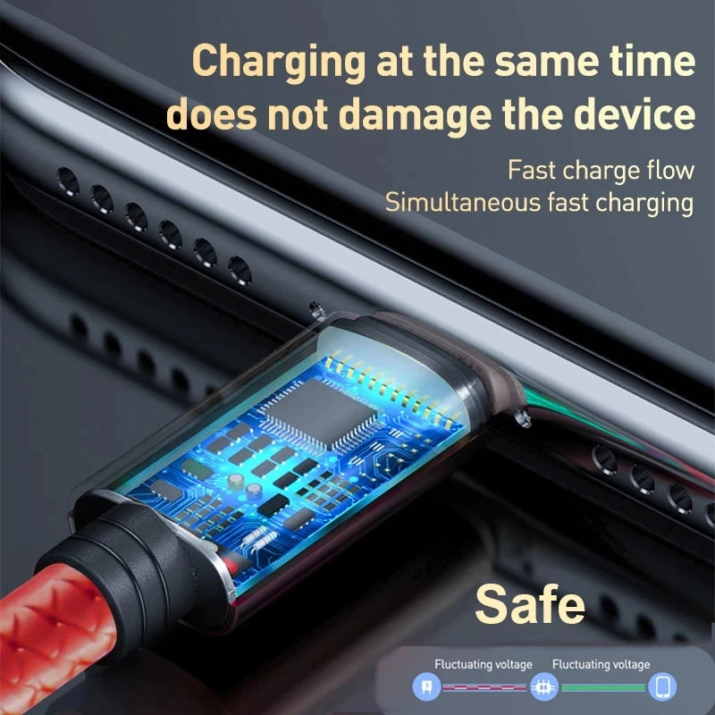 Weaving One to Three Data Cables Usb Port Multiple 3In1 Micro USB Type