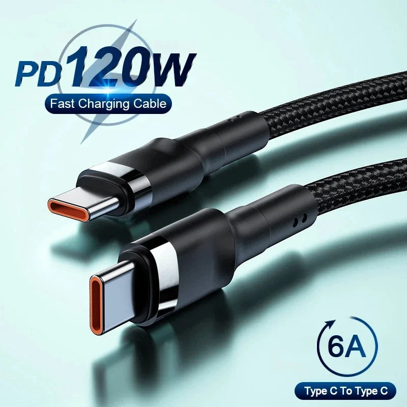 PD 120W Super Charging For Samsung S24 S23 USB C TO USB Type C Cable