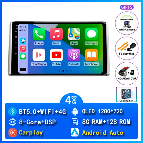 Android 14 Carplay Car Radio For Toyota RAV4 XA50 2018 2019 2020