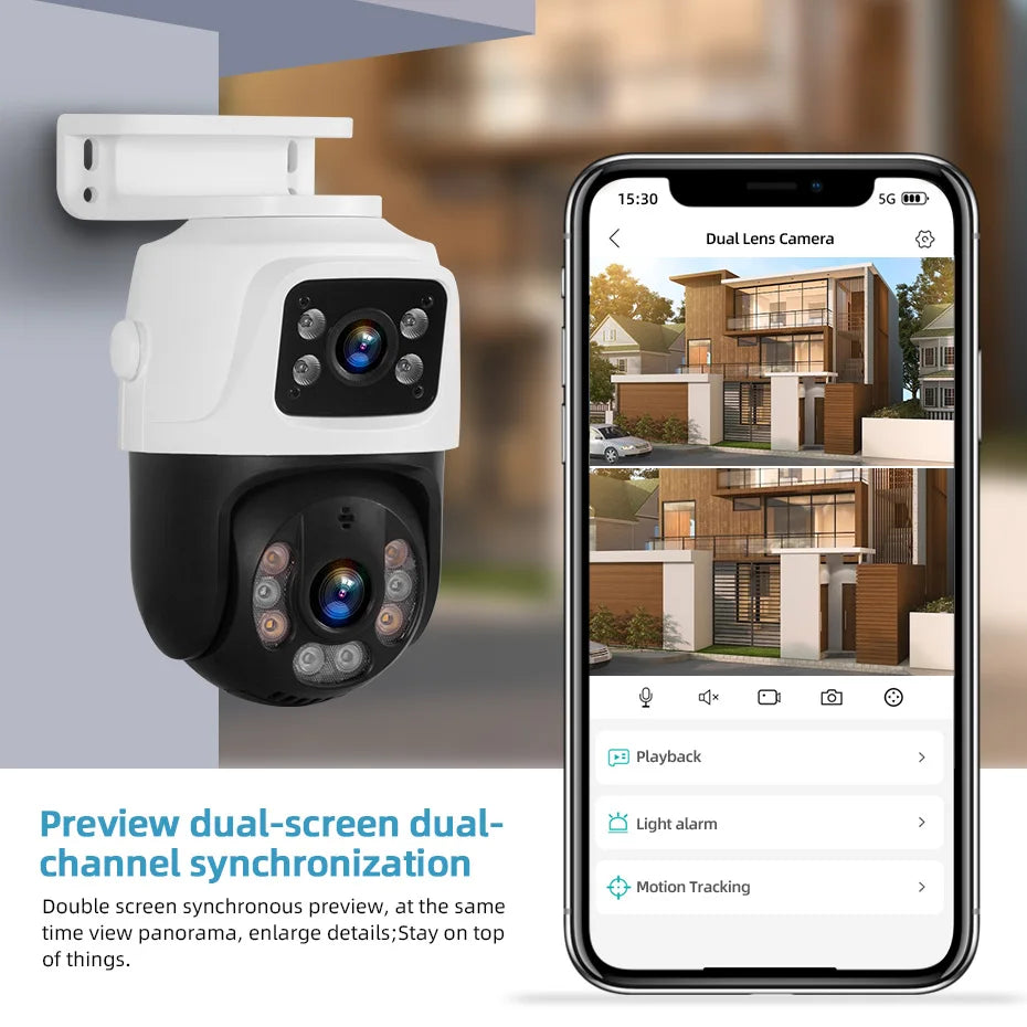 KERUI Outdoor Dual Lens PTZ 6MP POE IP Camera Home Security Camera