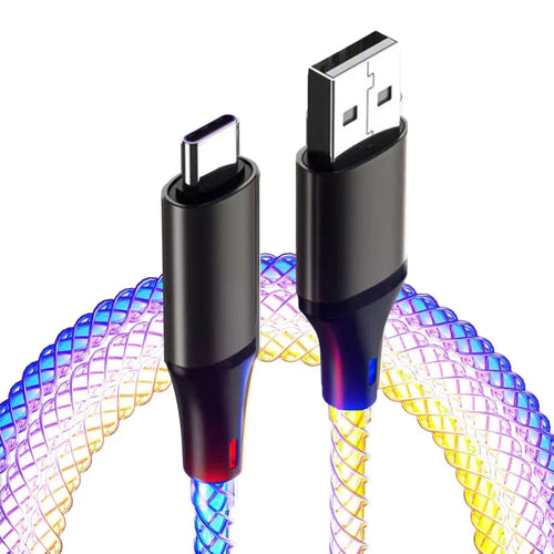 6A Fast Charging RGB Breathing Luminous Gradient Light Data Cable 66W