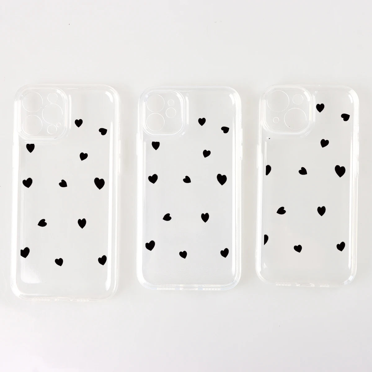 Heart Clear Case Grey Case for iPhone 13 12 14 15 11 Phone Case 15 Pro